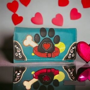 Dog Mom Paw Print Crossbody Women Wristlet Wallet